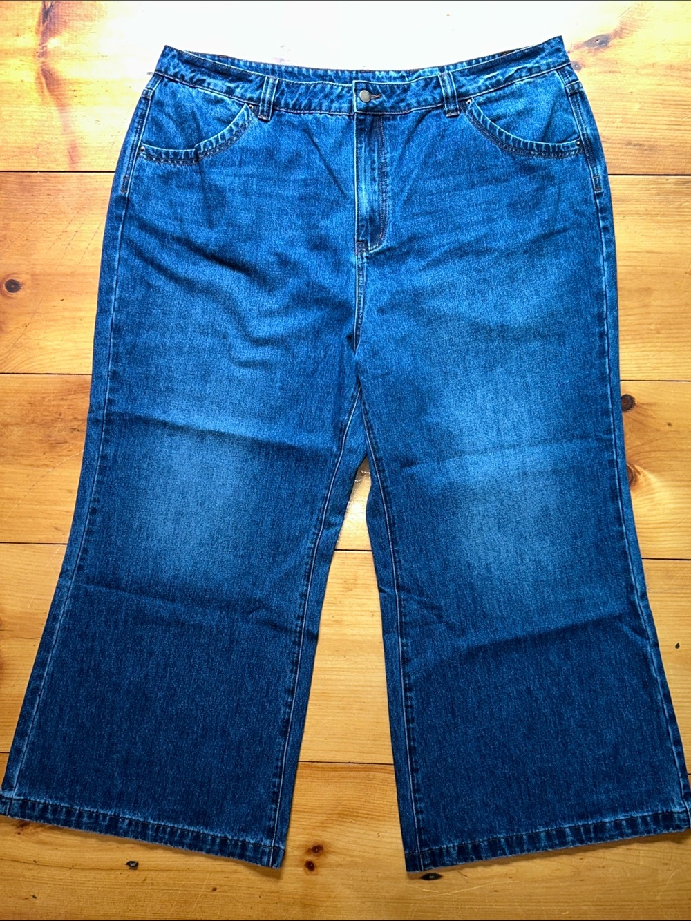 Cider Wide Leg Flare Jeans in Dark Blue Denim new without tags